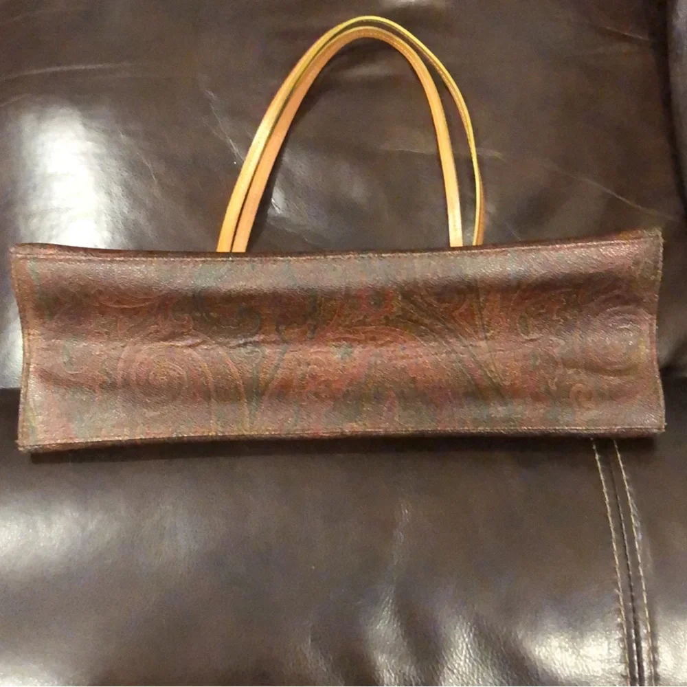 ETRO Red Paisley Vachetta Leather Two Strap Snap Tote Shopper Shoulder Bag - Picture 17 of 17